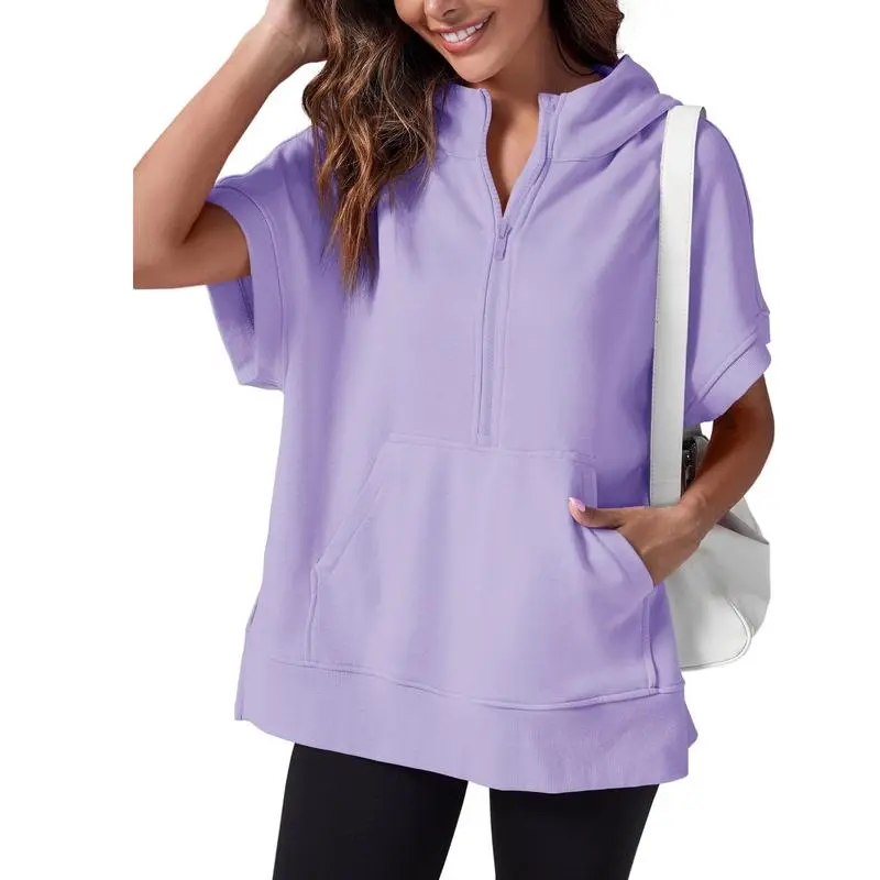 Womens Oversized Half Zip Hoodies with Pockets