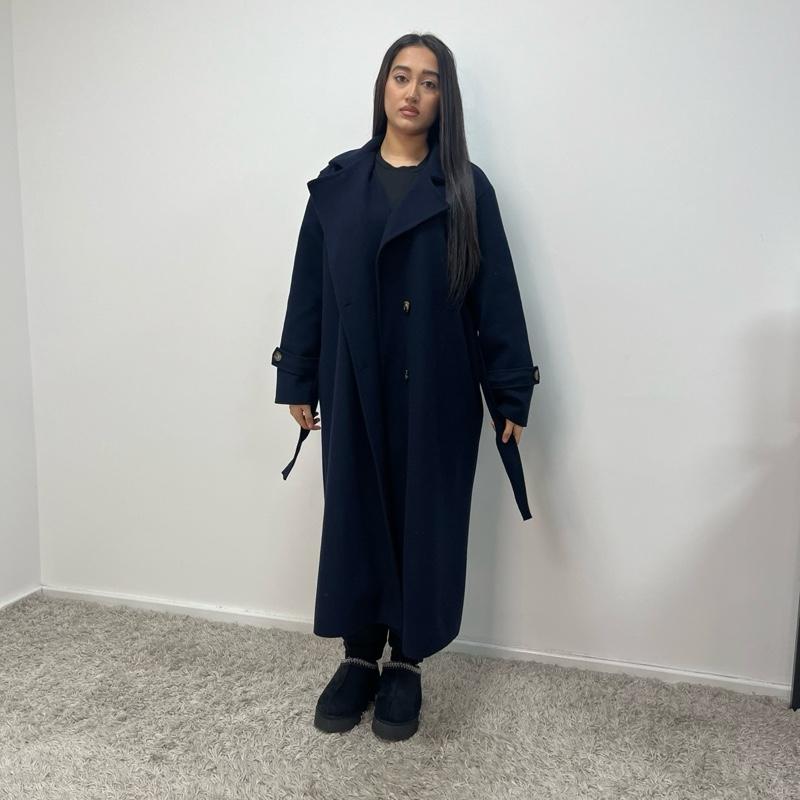 Womens Trench Belted Buttoned Coat