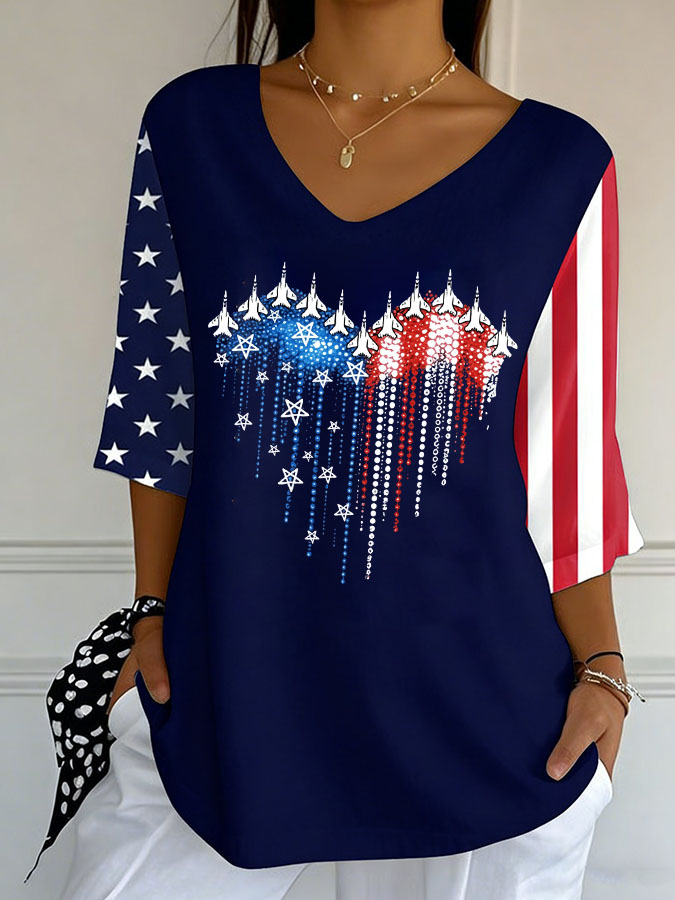 Women'S Independence Day 250Th Anniversary Printed Short Sleeves