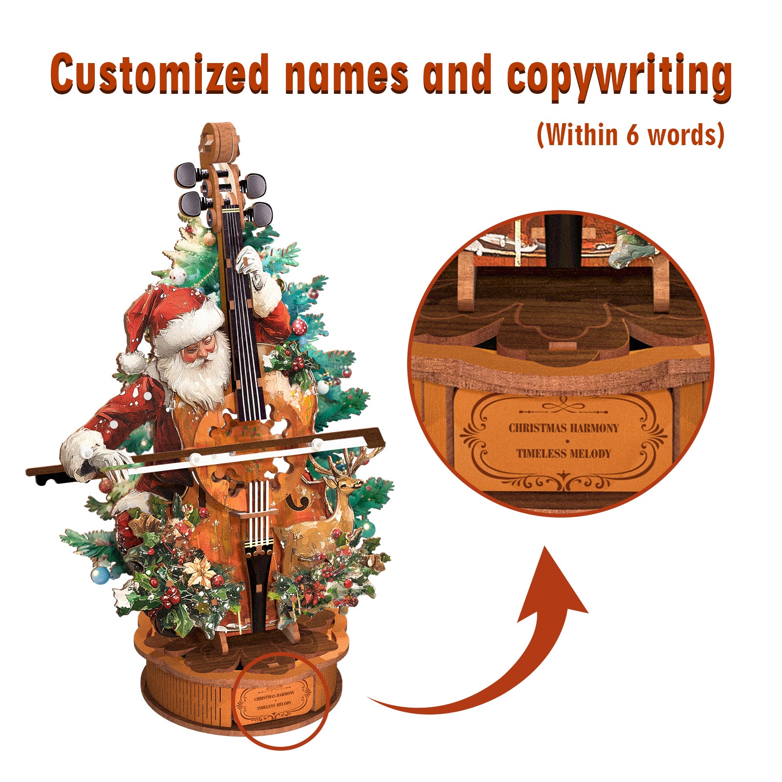 Christmas Concerto Cello â€“ DIY Wooden Music Box, 3D Puzzle Craft Kit
