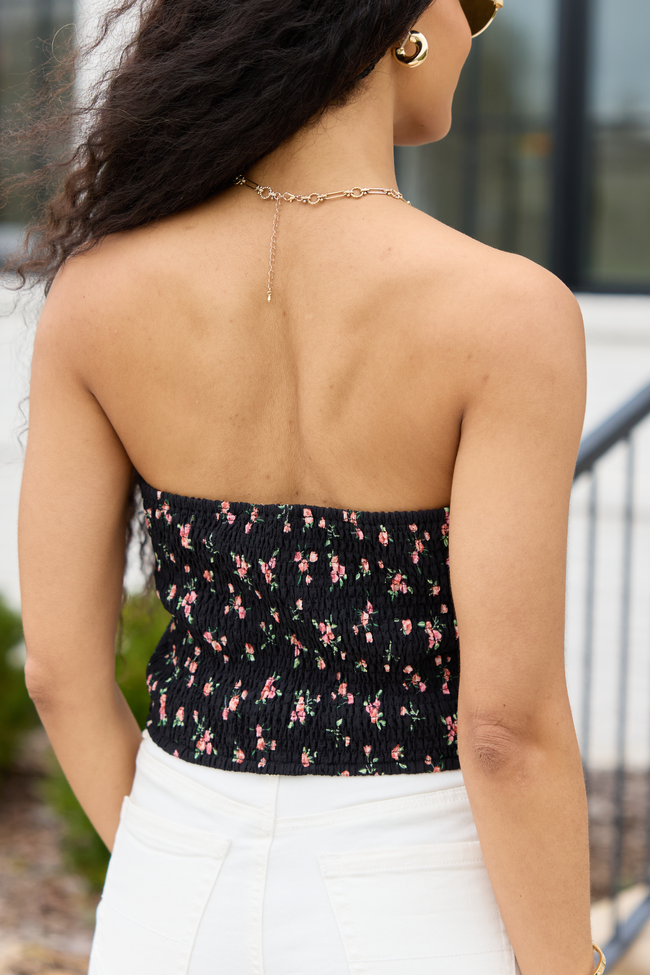 Rowan Black Floral Tube Top