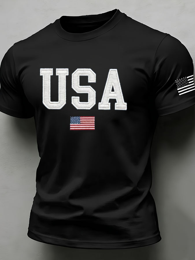 Men'S American Flag Independence Day Celebration Classic Pattern Short Sleeve T-Shirt