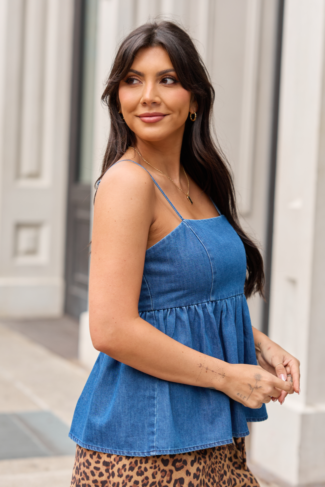 Star Denim Babydoll Top