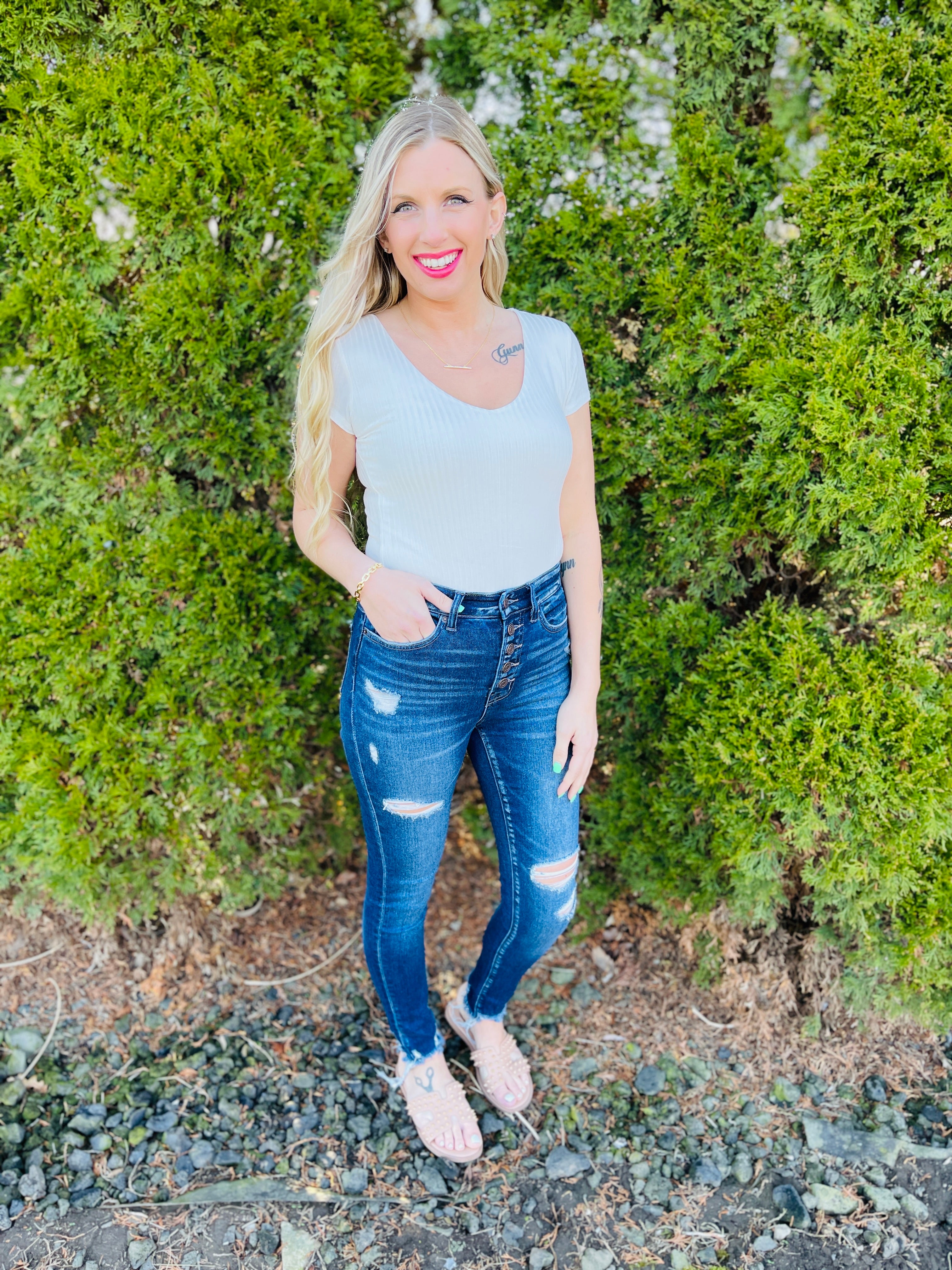 DOORBUSTER! I Like Big Button Fly Skinny Jeans