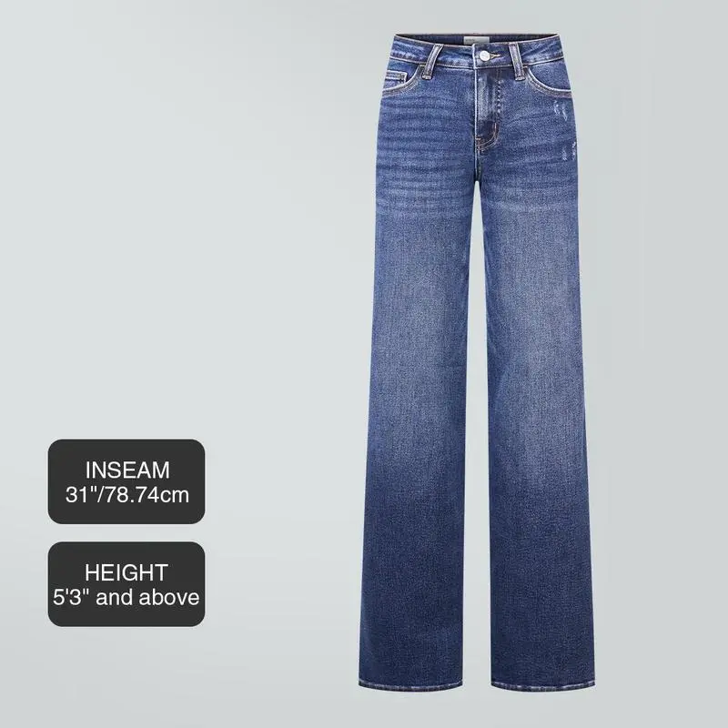 Women’s Relaxed Fit Stretch Denim Wide Leg Jeans