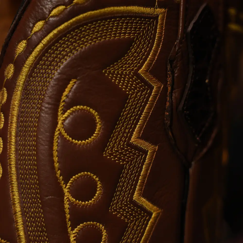 Chocolate Brown American Gator Belly Leather Boots - Square Toe