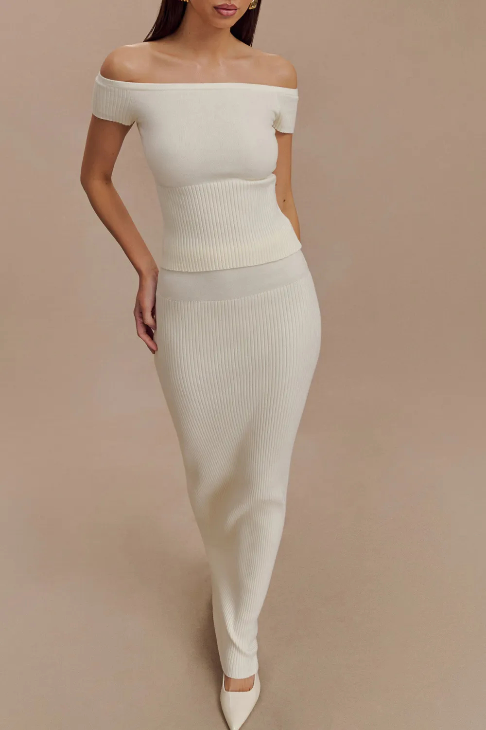 Ribbed Skinny Knit Maxi Skirt