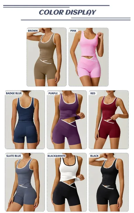 Color-Blocked Halter Crop Tube Top & Mid-Rise Shorts Set