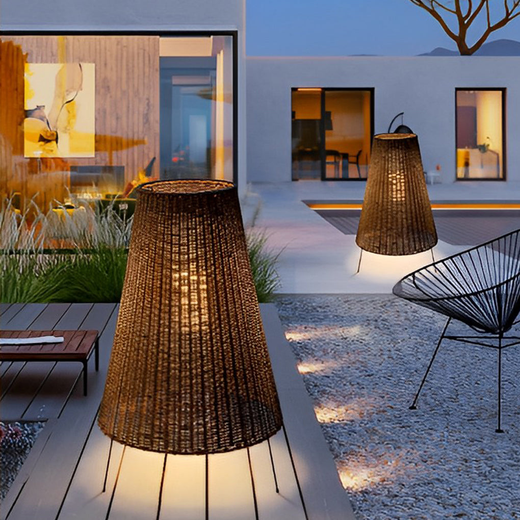 Creative Rattan Waterproof Modern LED Outdoor Floor Lamp Standing Lamp