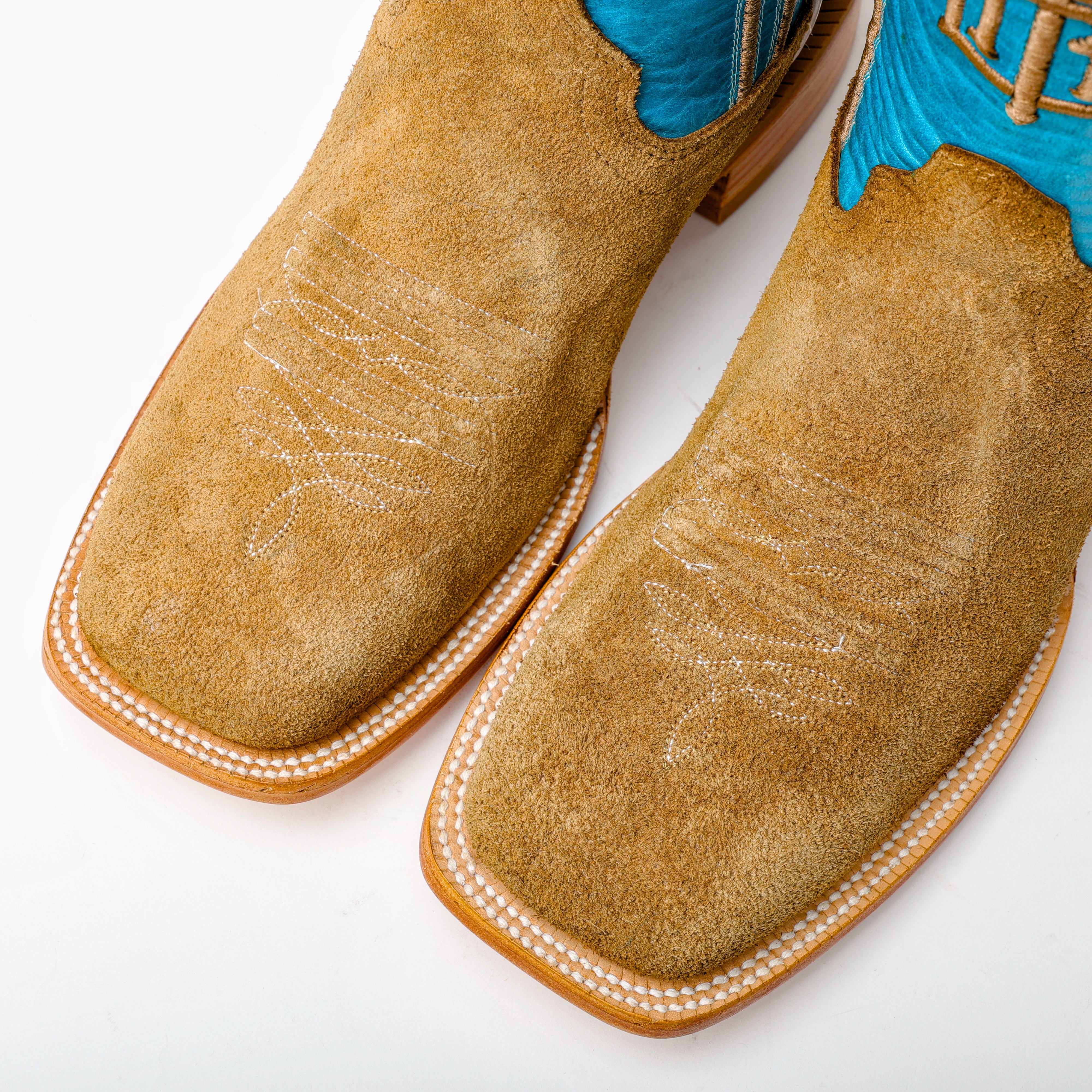 Honey Rough-Out Boots - Square Toe
