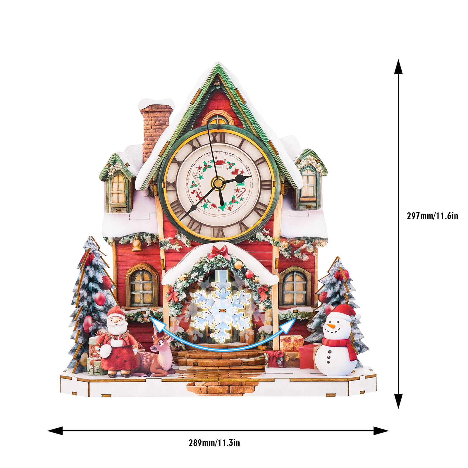Christmas Houseâ€“ DIY Wooden Clock, 3D Puzzle Craft Kit
