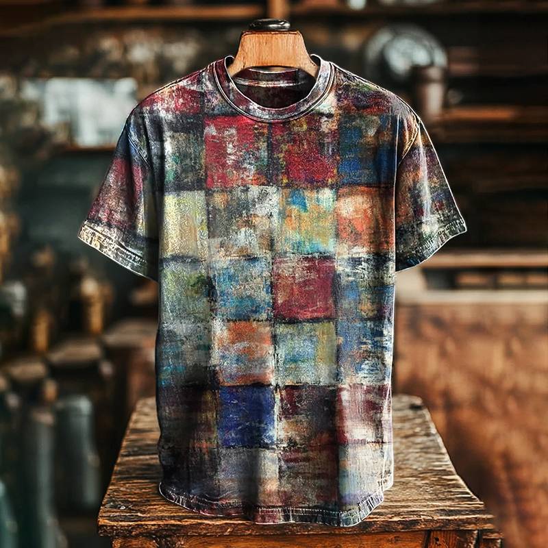 Vintage Geometric Art Print Casual Loose T-shirt