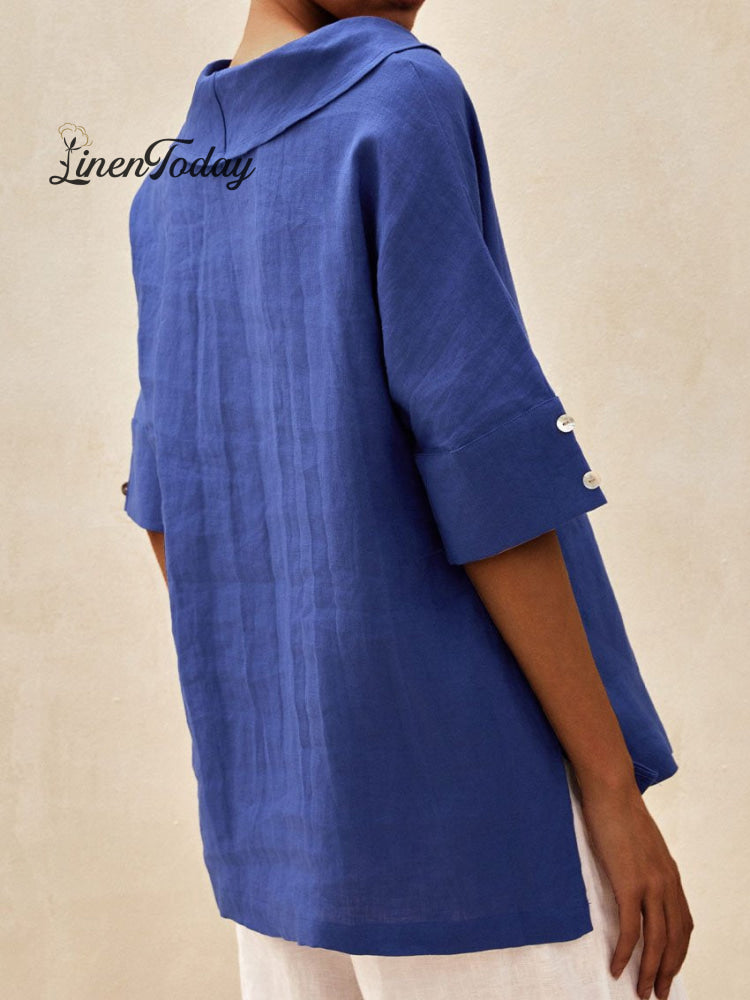 Women's Casual Linen V-neck Shirt