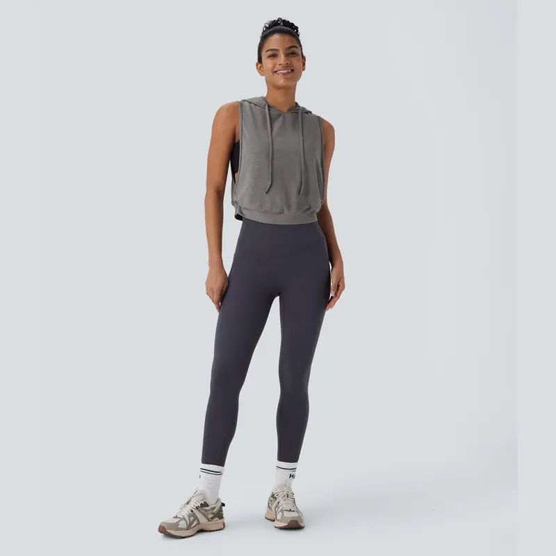 Halara Hooded Drawstring Sleeveless CroppedRunning Tank Top, Summer 2025 Outfits