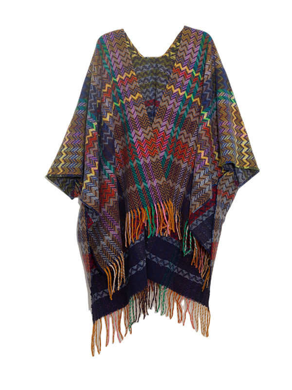 Keep Warm Split-Side Tasseled High-Low Long Sleeves Shawl&Scarf