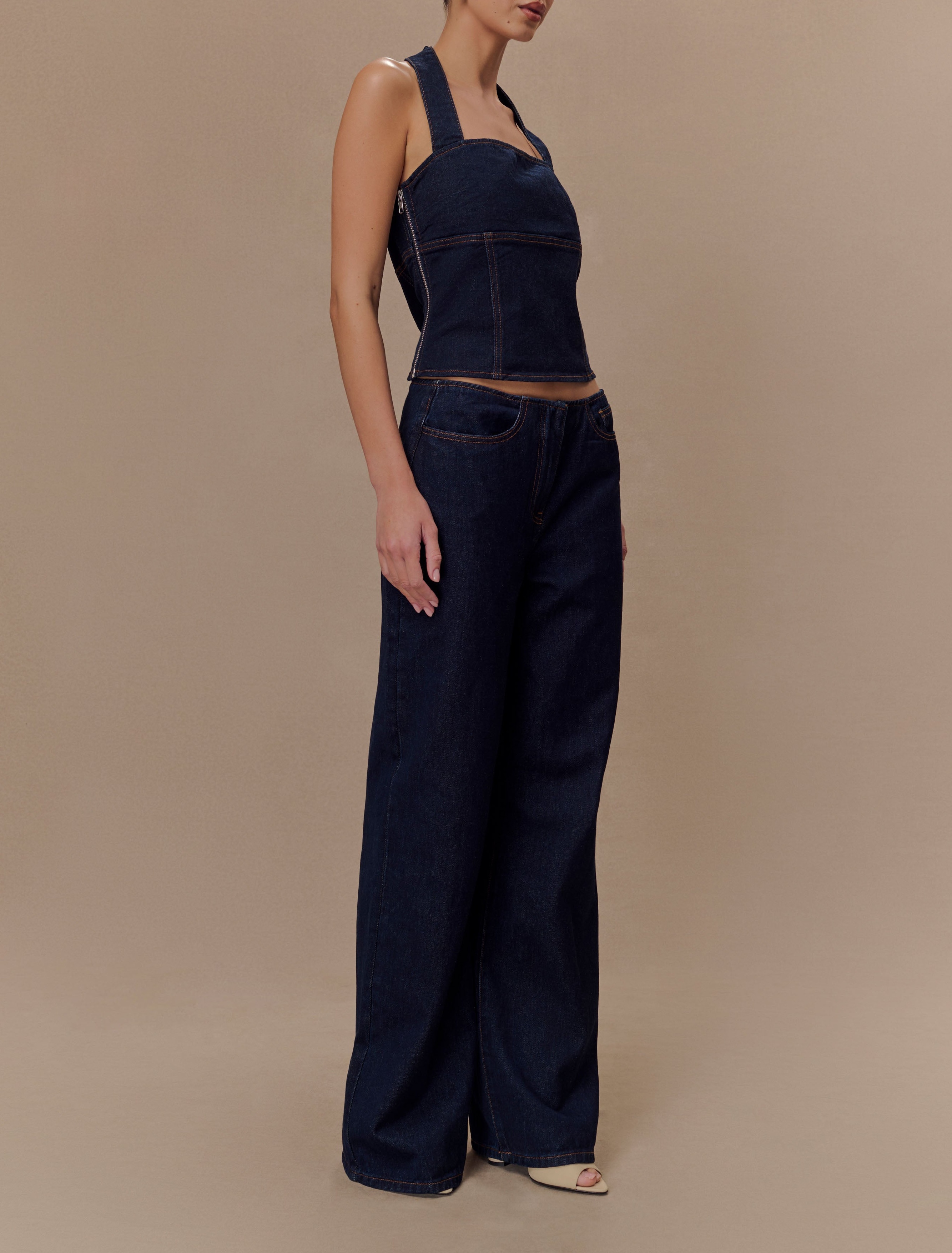 Blue Mid Rise Denim Jeans