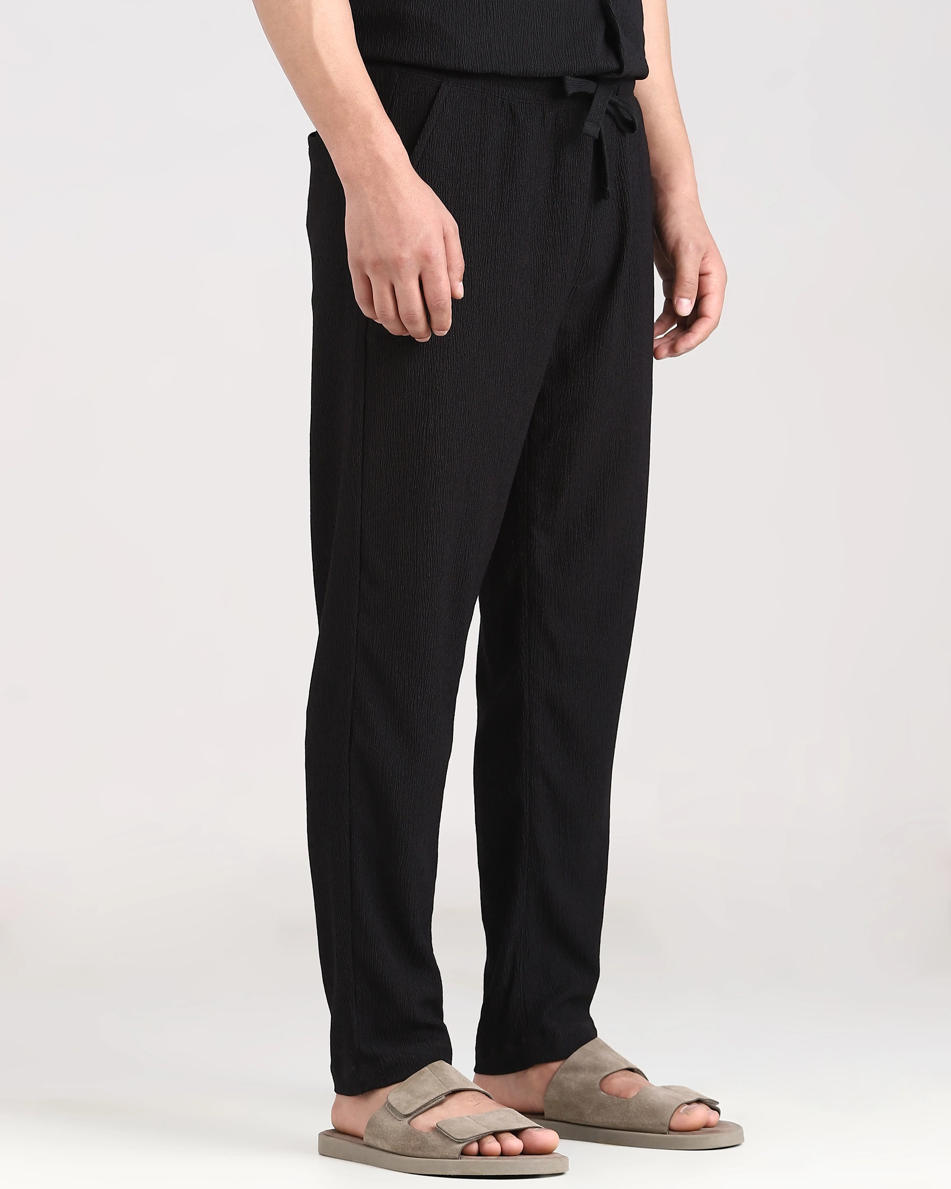 Classic Versatile Comfortable Slim-Fit Straight-Leg Black Trousers