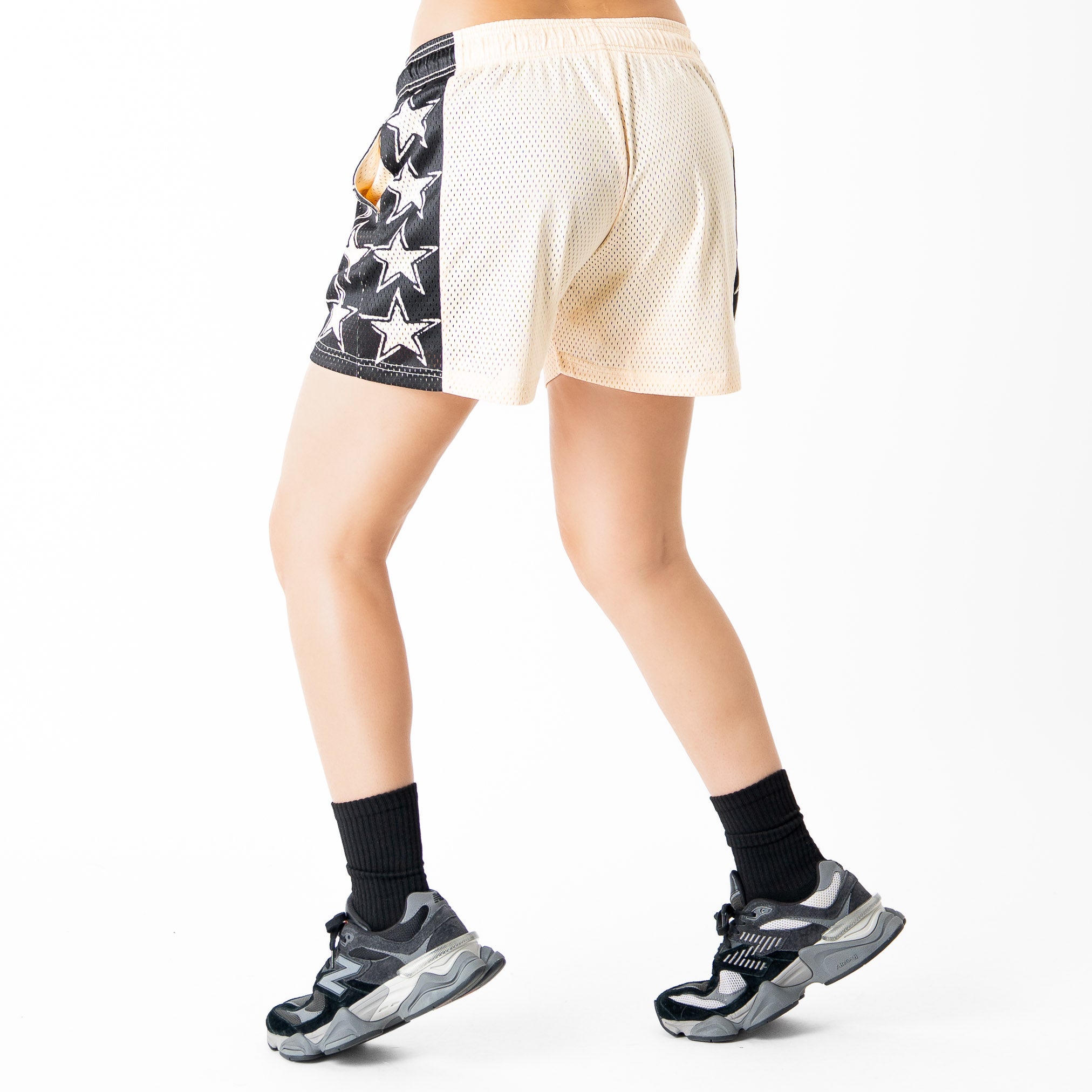 VENTED MESH SHORTS ALL STAR - CREAM / BLACK