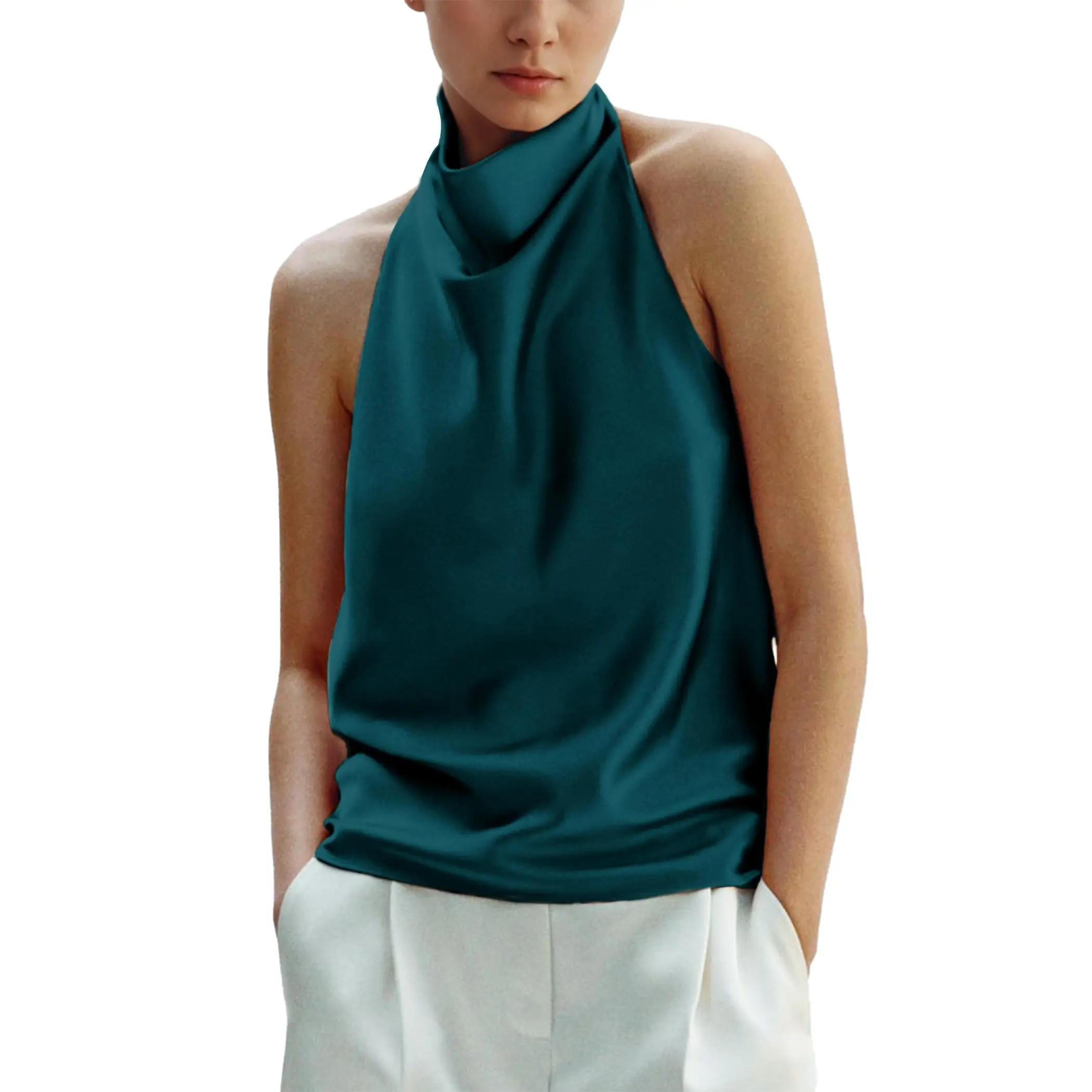 Satin Backless Strapless Tank Top