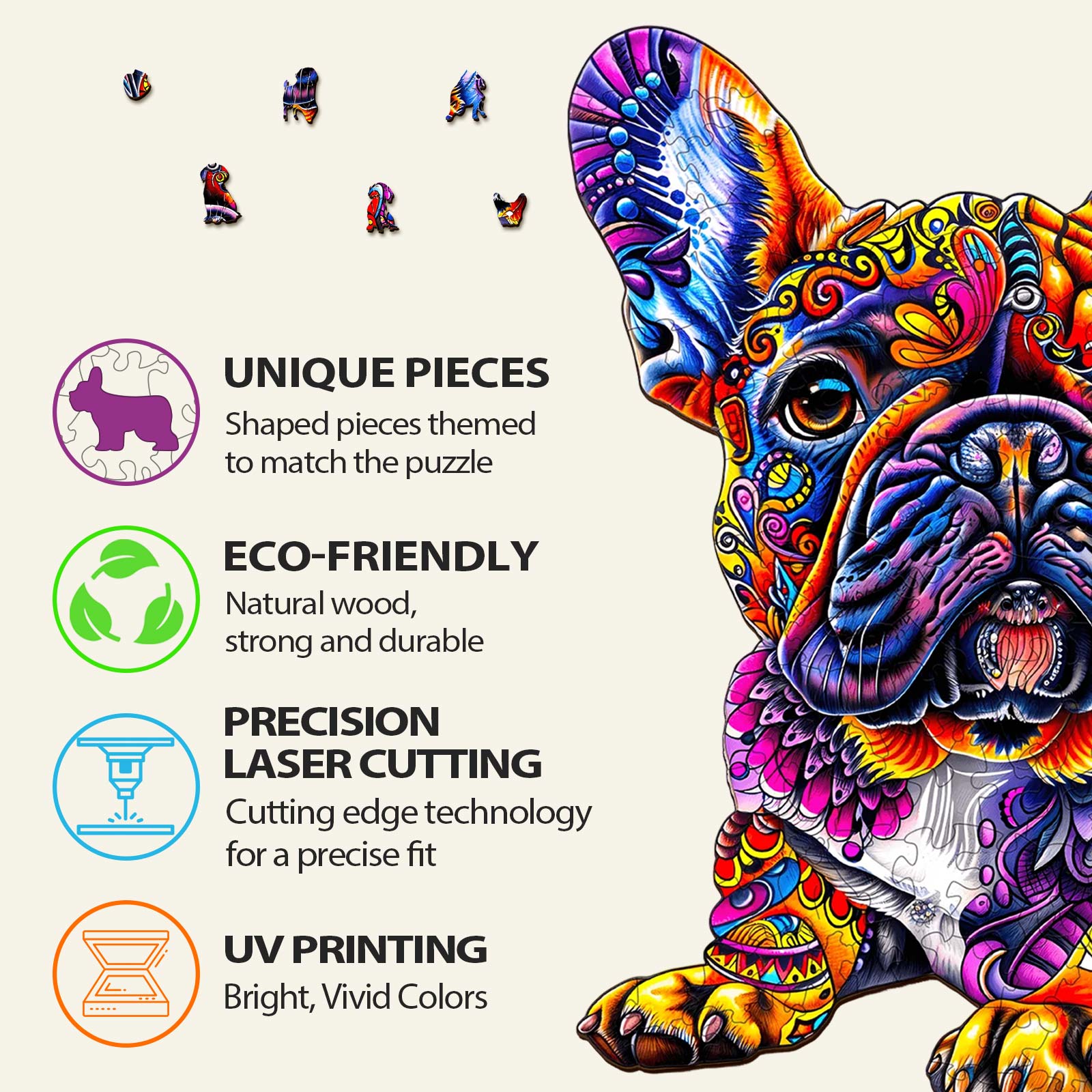 French Bulldog-2 Wooden Jigsaw Puzzle