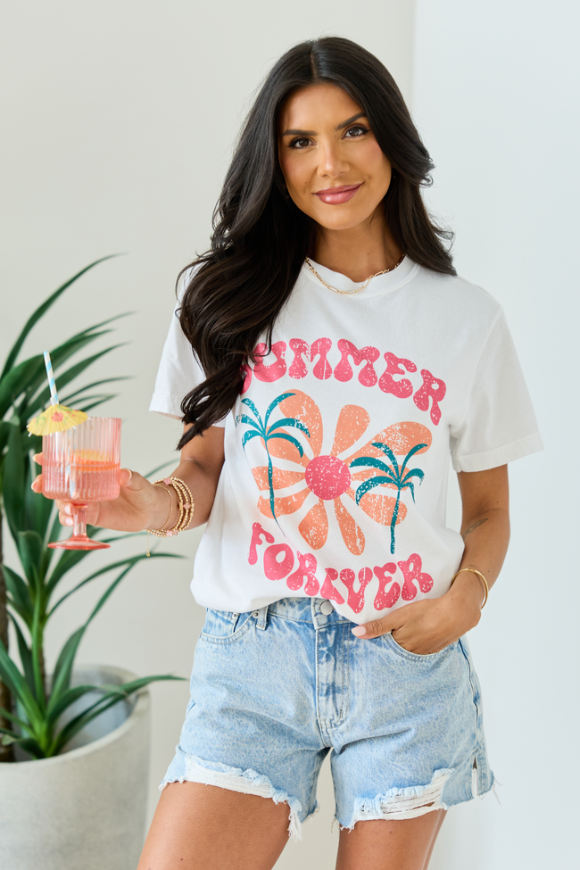 Summer Forever White Graphic Tee