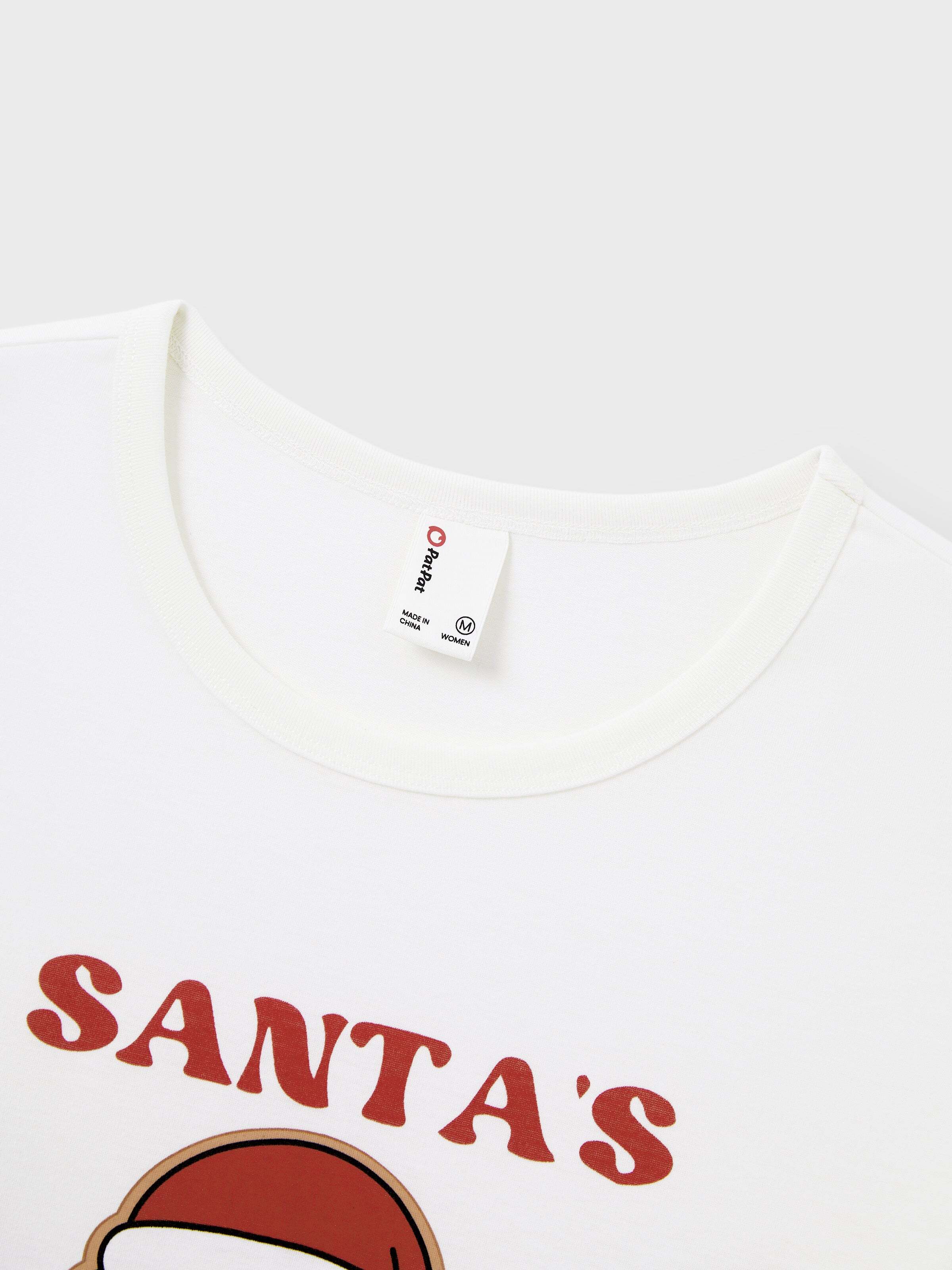 Christmas Matching Family Pajamas Set Santa Claus and Christmas Tree Print White PJS with Christmas Socks White