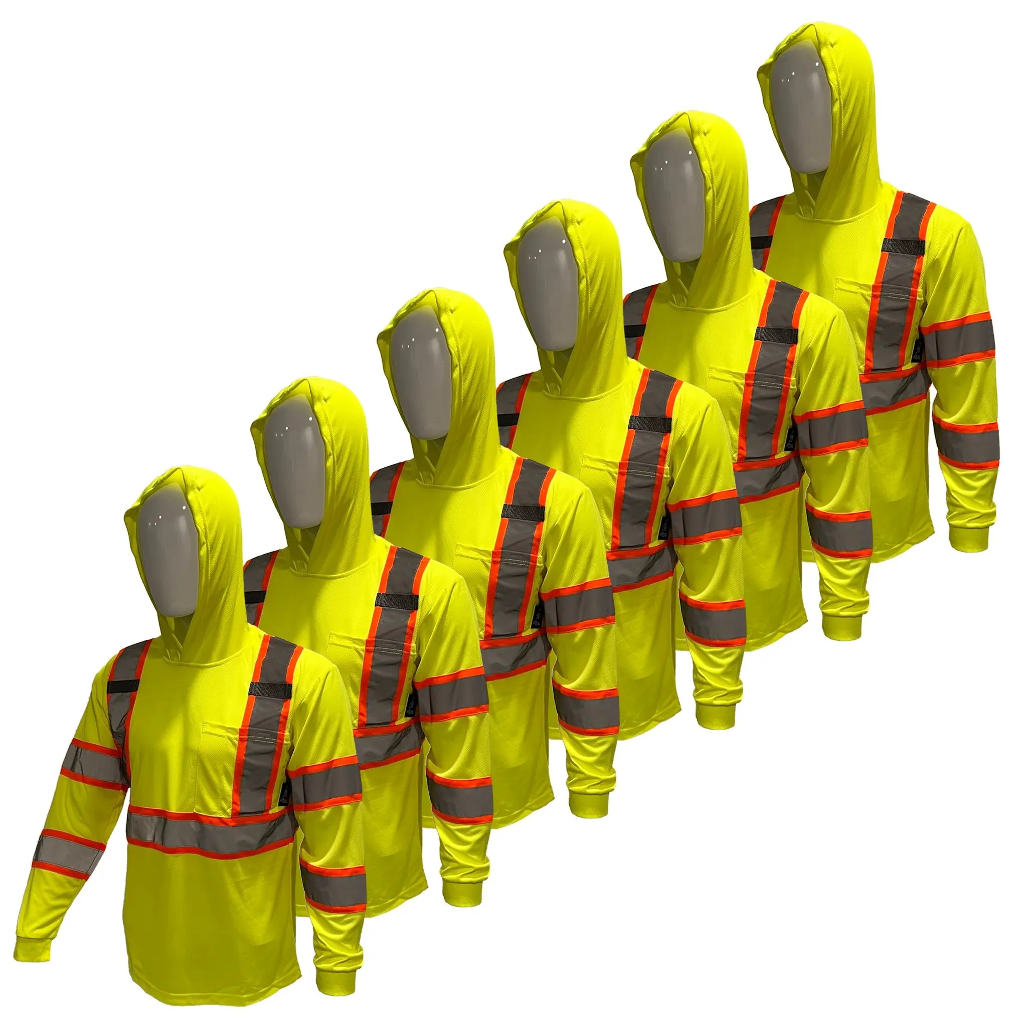 12/6 PACK SHIRT High Visibility Long Sleeve Safety Shirt with hoodie