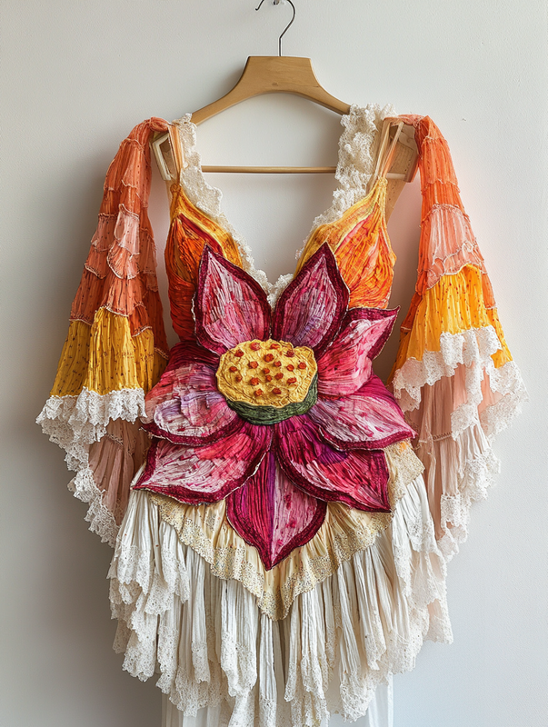 Summer Vacation Rainbow Lace Ruffle Dress edc2