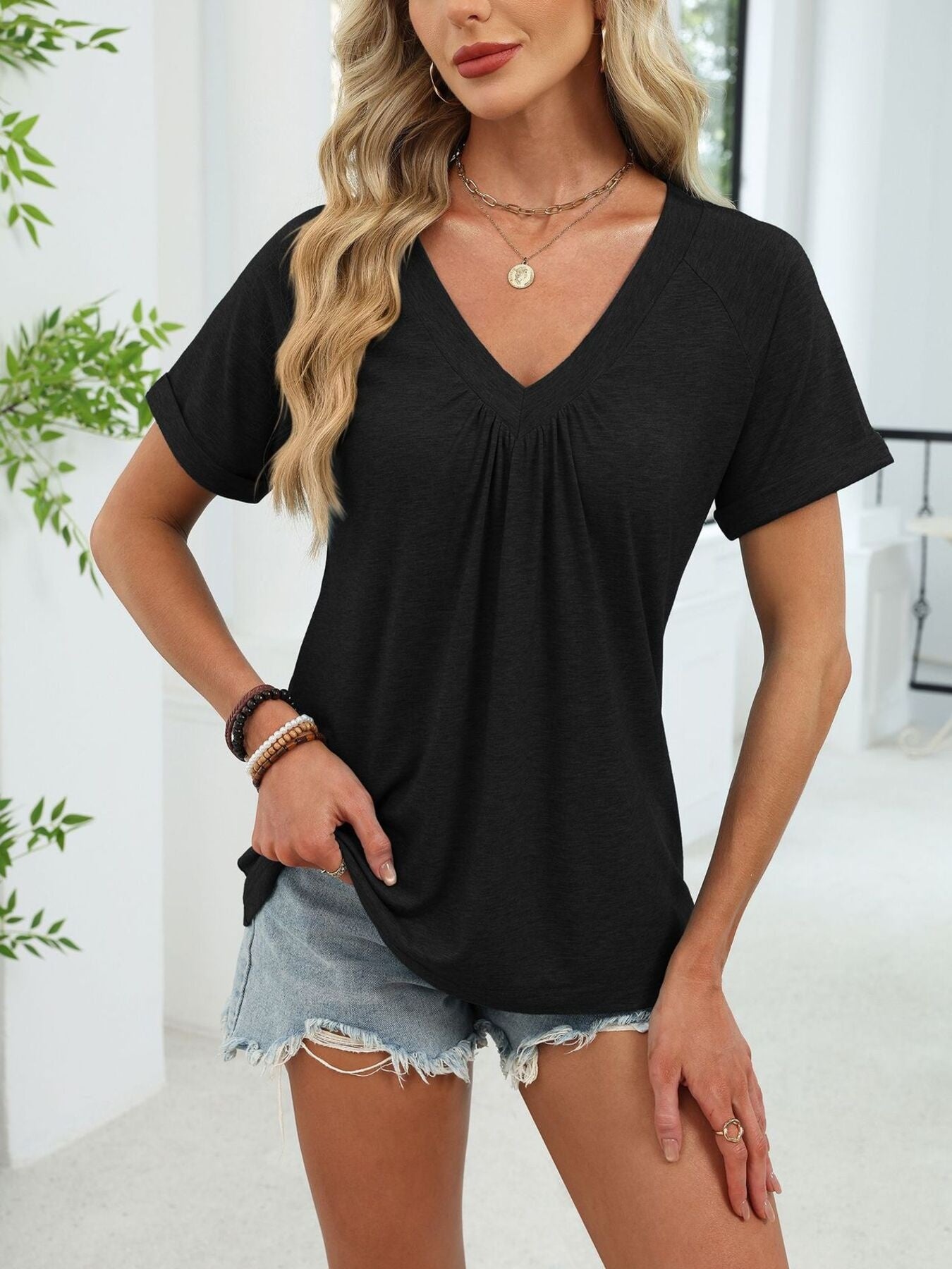 Casual V-Neck Short Sleeve T-Shirt
