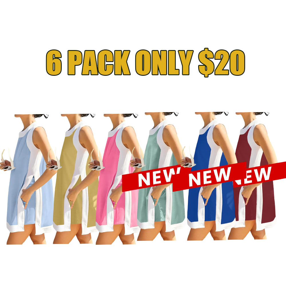 ✨Women’s Color Block Lounge Set – Casual Crewneck Top & Pocket Shorts