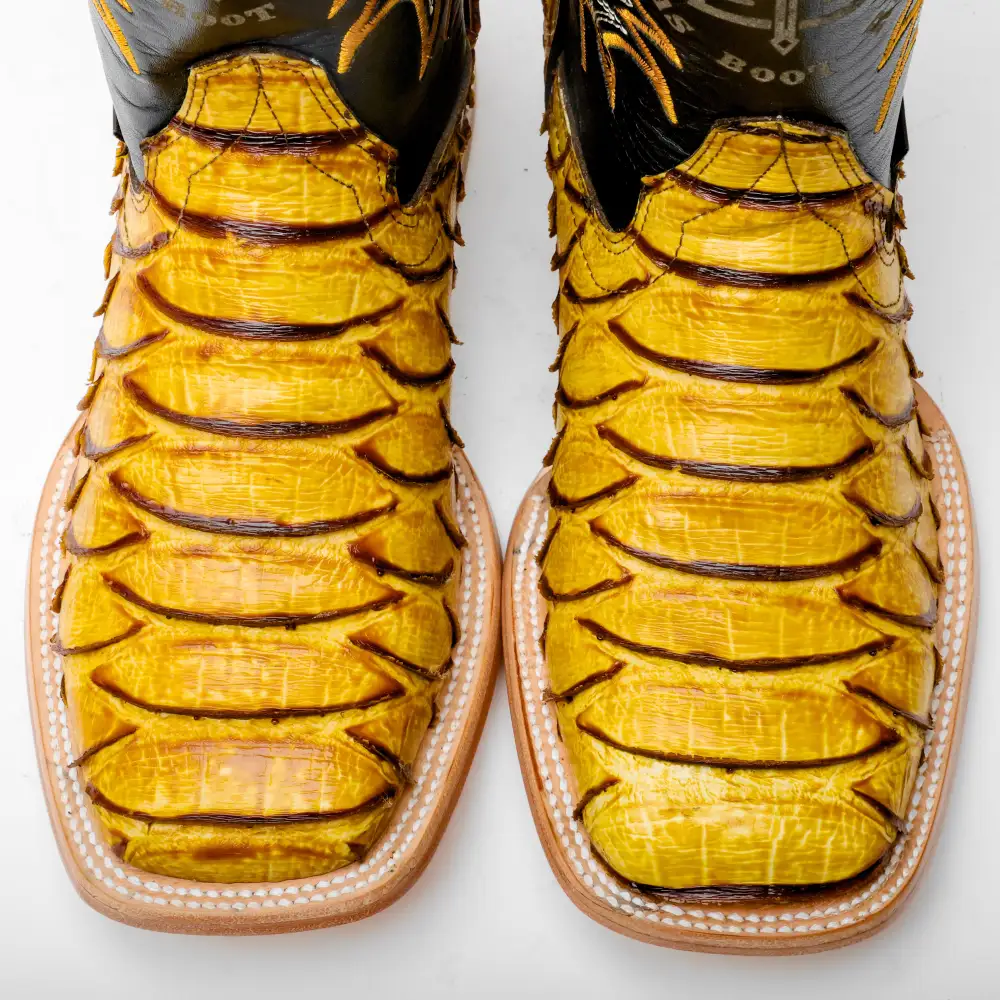 Butter Jumbo Python Leather Boots - Square Toe