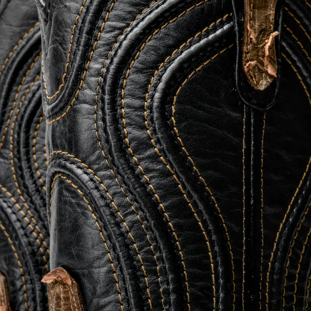 Rustic Light Brown Python Leather Boots - Square Toe