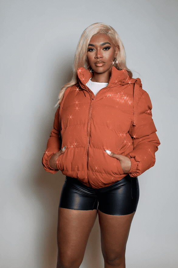 Onellia Mocha Rhinestone Puffer Jacket