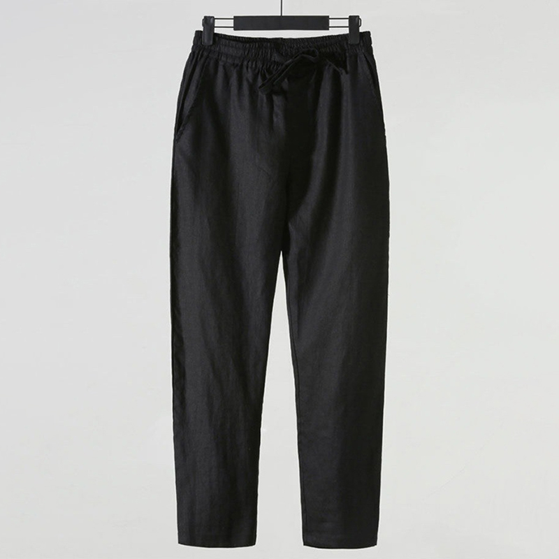 Men's Vintage Elastic Waist Pocket Casual Cotton Linen Pants