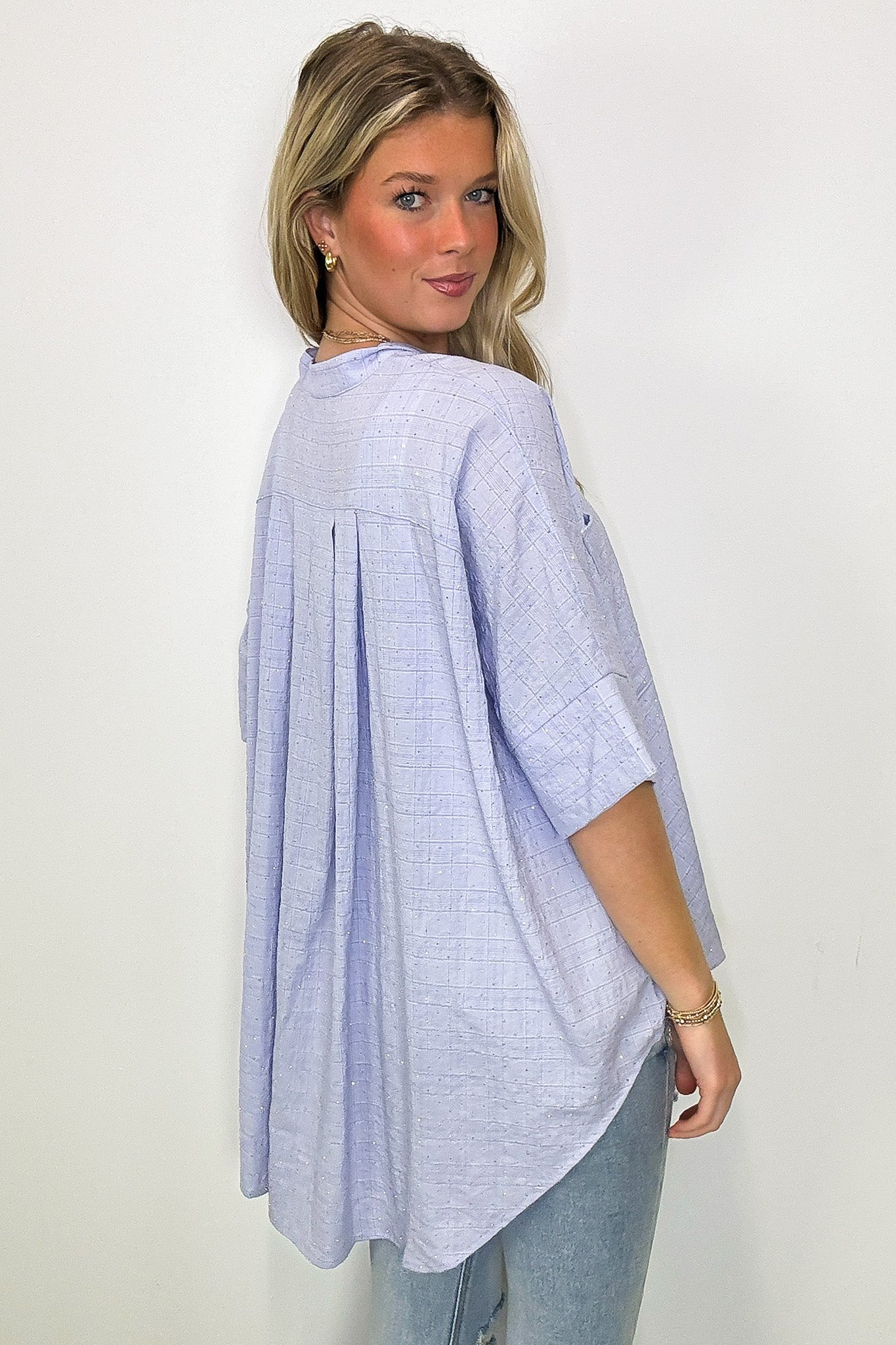 Rhinestone Embellished Button Down Top