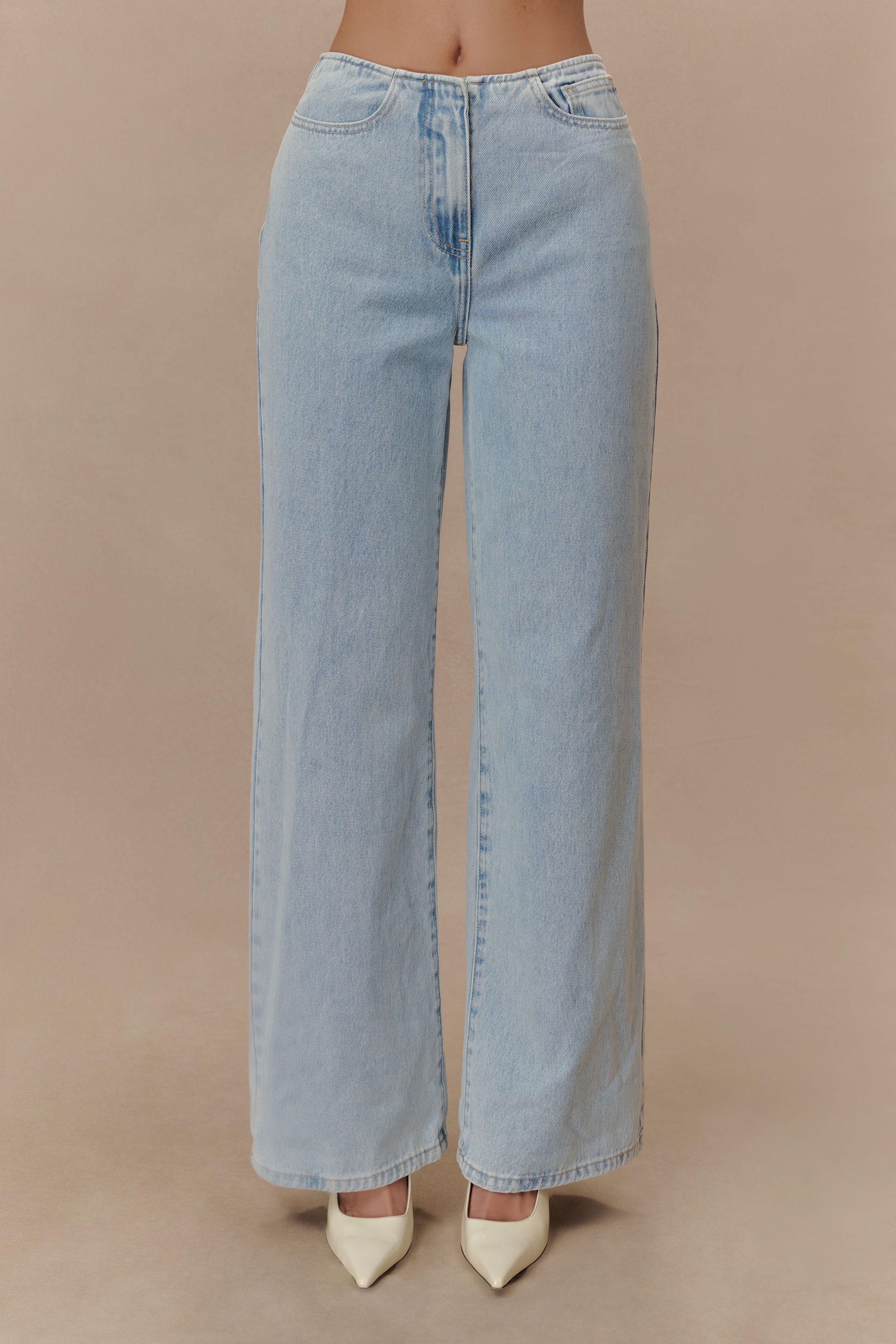 Blue Mid Rise Denim Jeans