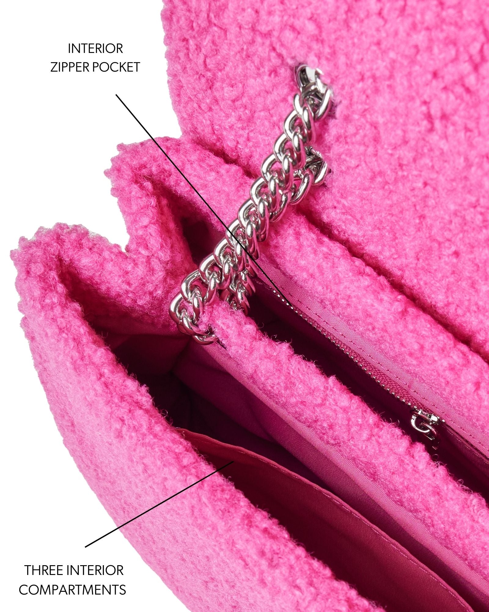 MEDIUM TEDDY FLAP BAG - HOT PINK