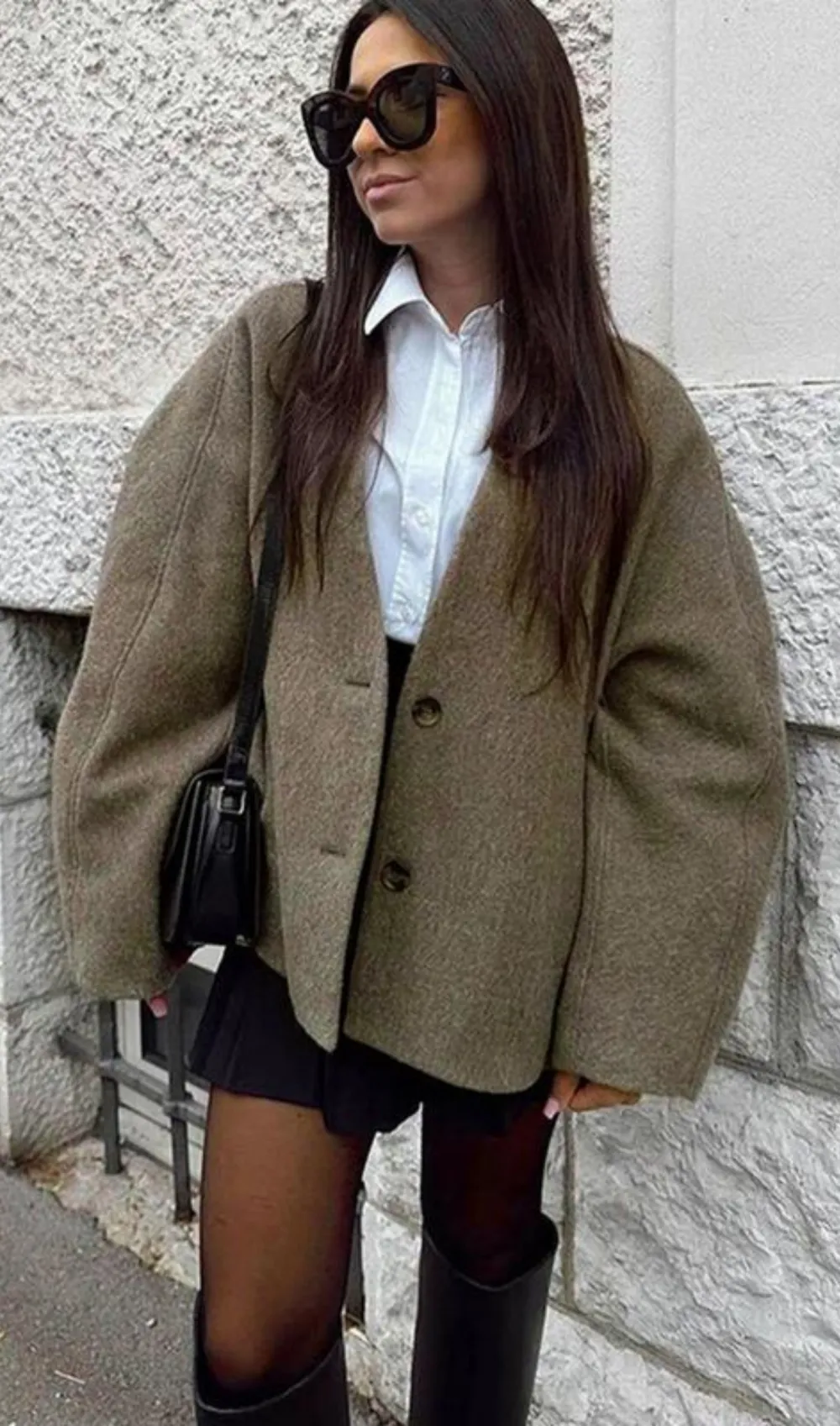 Women's Solid Button Front Pocket Woolen Coat