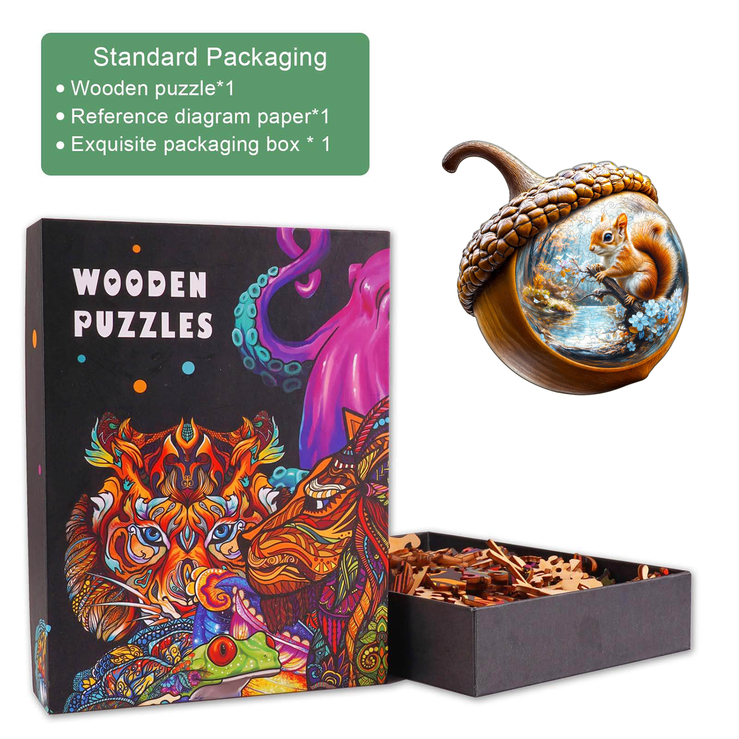 Acorn squirrel Wooden Jigsaw Puzzle