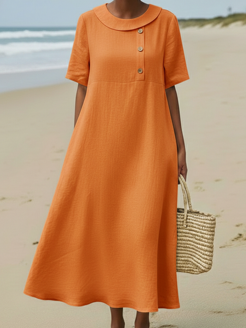 Elegant Cozy Round-neck Loose A-line Dress