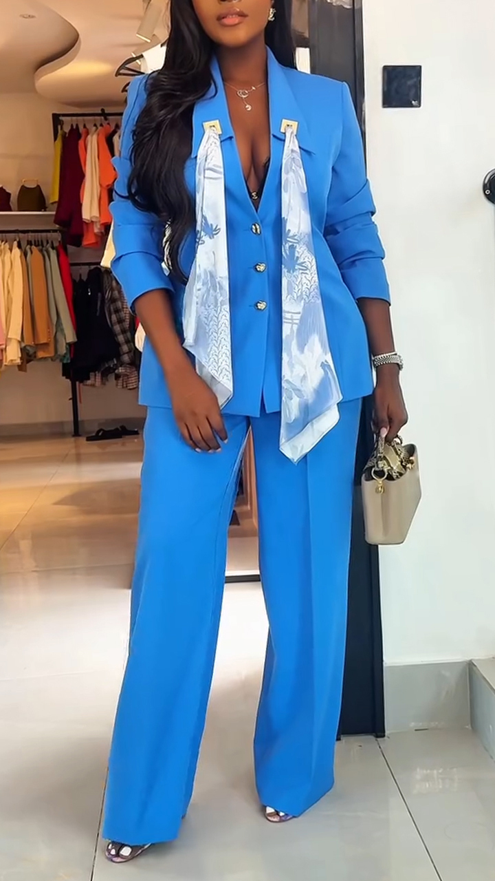 Womens Collar Jacket+ Pants Temperament Commuting Suit