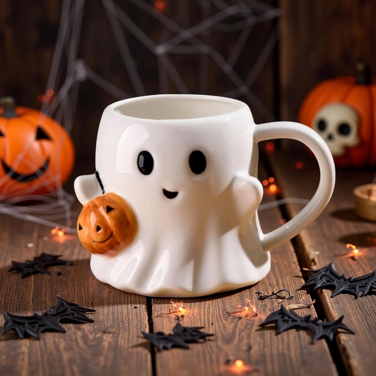Cute Spooky Pumpkin Ghost Pattern Ceramic Coffee Cup