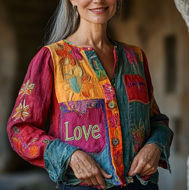 Women's Elegant Linen Long Sleeve Top 71c9