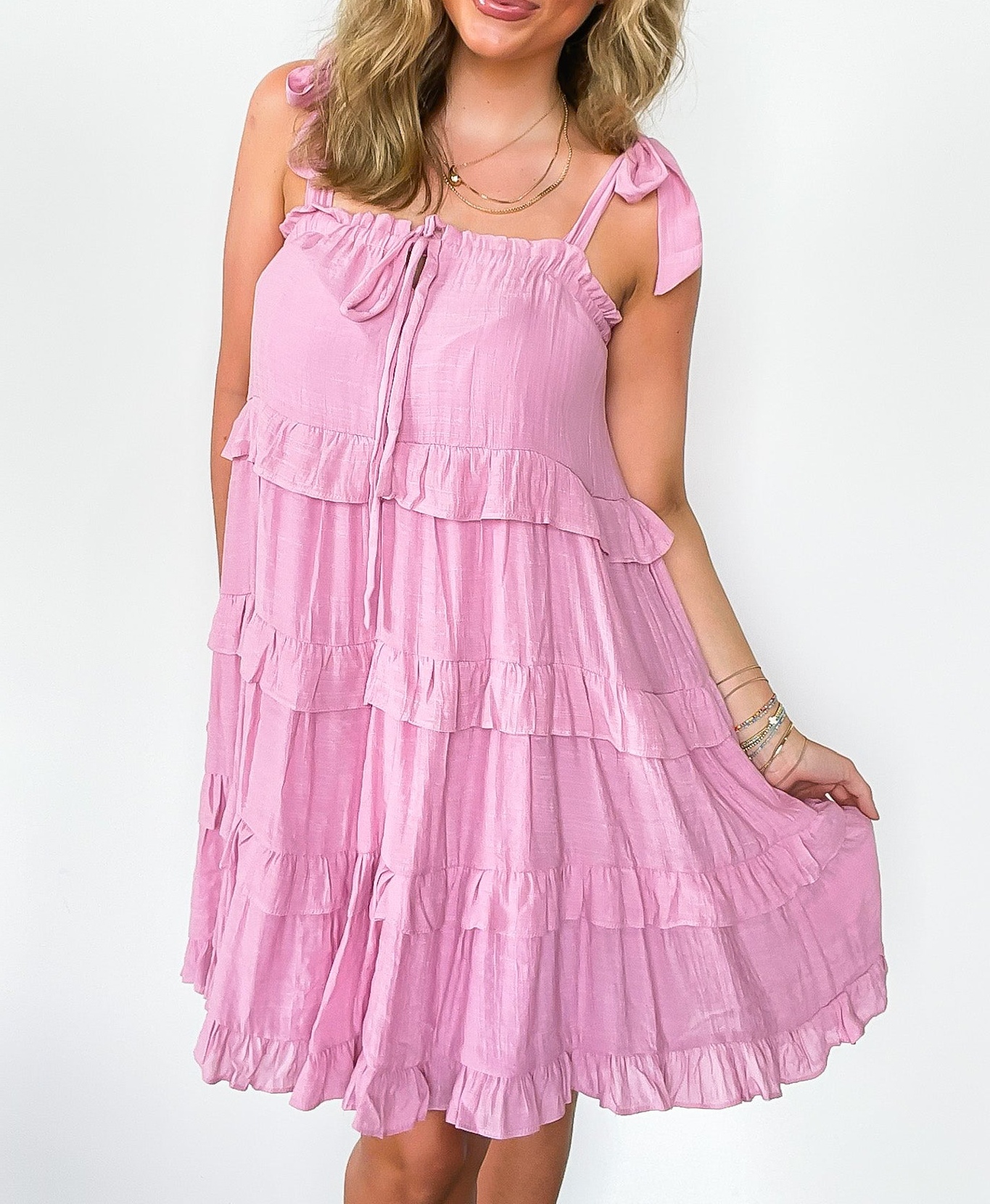 Exceptional Delight Ruffle Tiered Tie Strap Dress