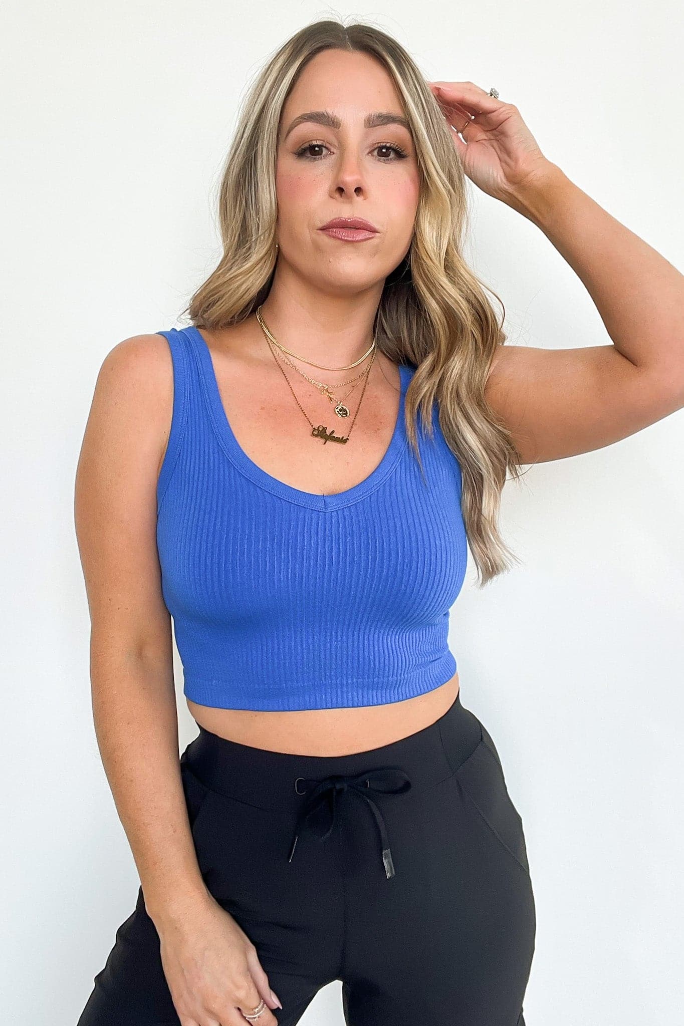Ribbed Seamless Cropped Tank Bra Top