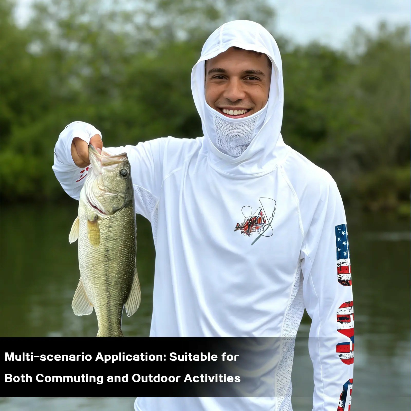 Men's UPF 50+ Sun Protection Hoodie with Face Mask & Neck Gaiter