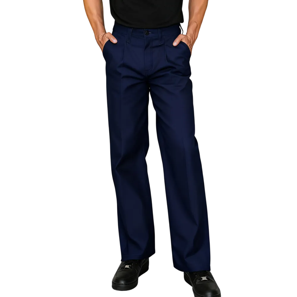 Pleated Raw Denim Baggy Fit Jeans