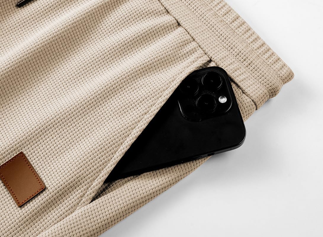 Mens 2 Piece Outfits Tracksuits Casual 1/4 Button Up Knit Polo Shirts and Drawstring Short Sets Summer Sweatsuits