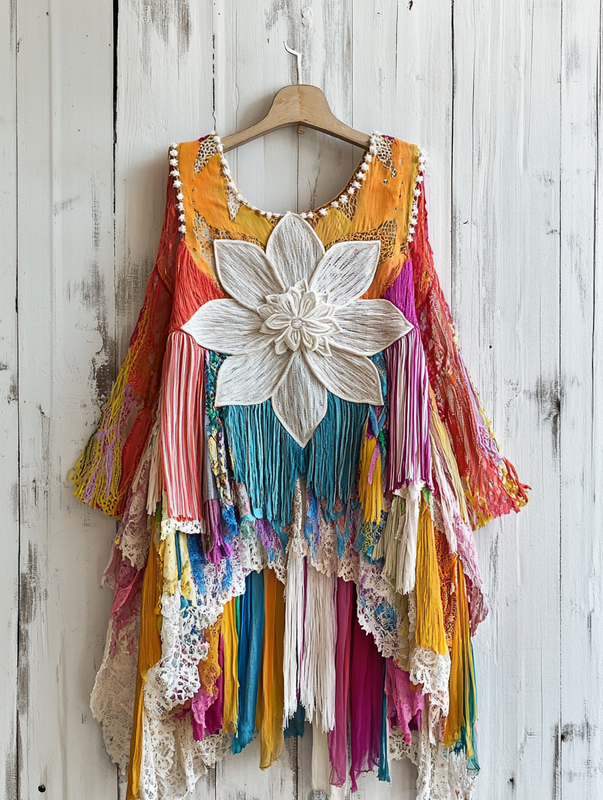 Summer Vacation Rainbow Lace Ruffle Dress 3736