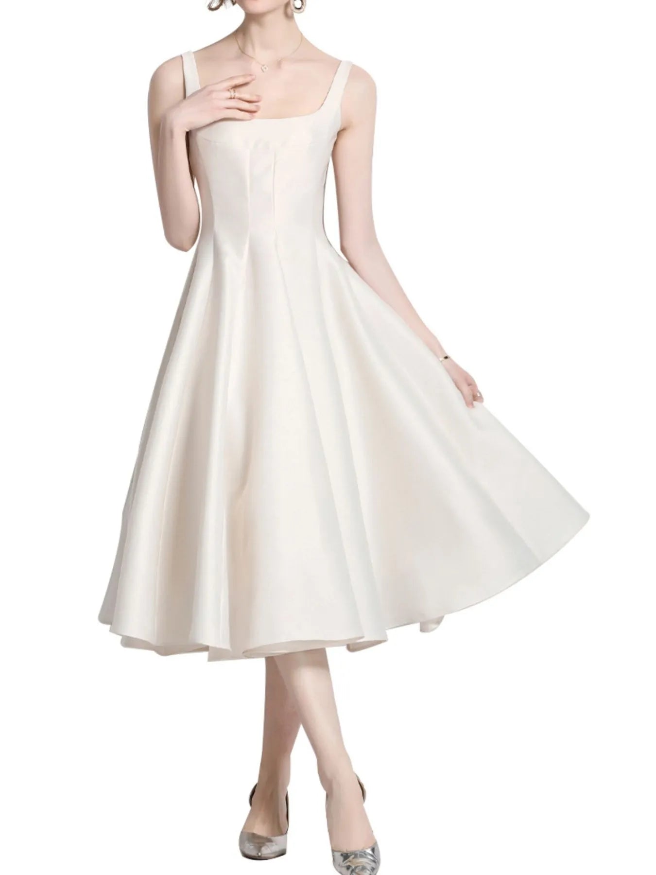 A-Line Silhouette Midi Sleeveless Dress